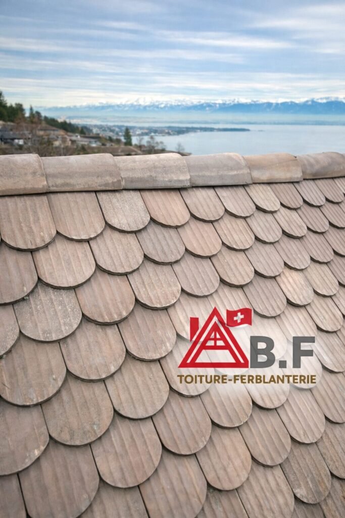 toiture suisse en tuiles plates écaille à Genève avec couverture traditionnelle et ferblanterie